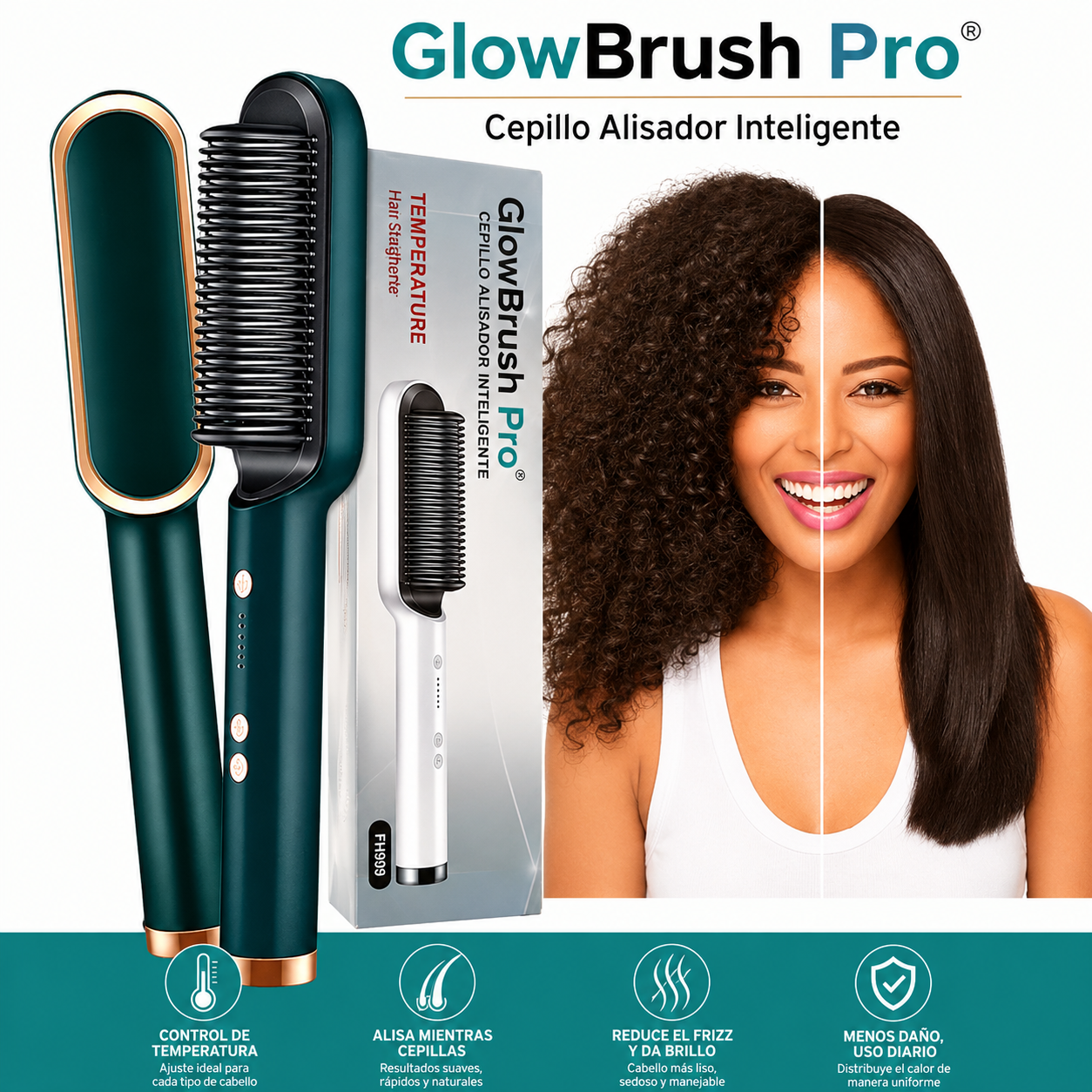 GlowBrush Pro® – Cepillo Alisador Inteligente