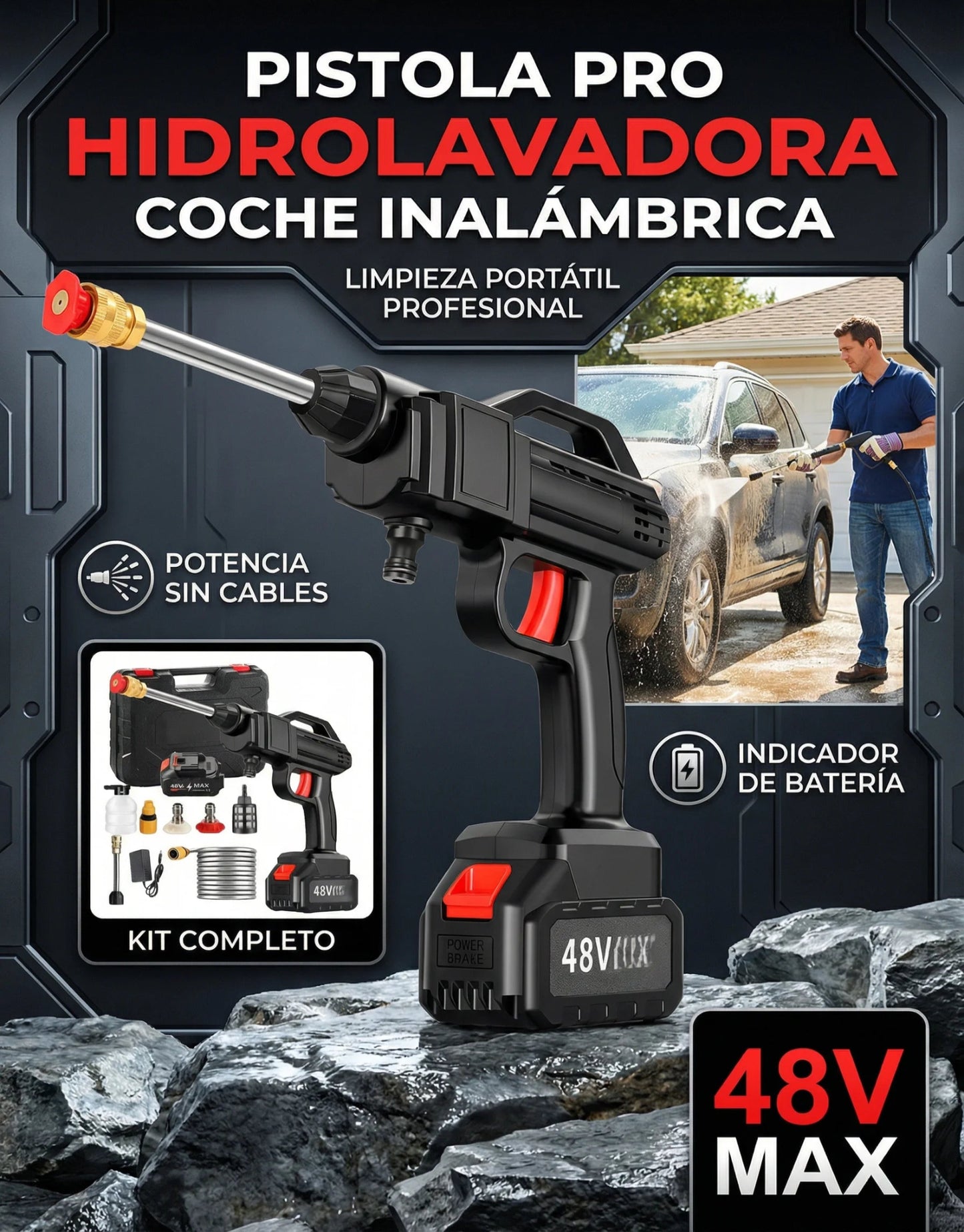 HidroClean Pro® Pistola Hidro lavadora Inalámbrica