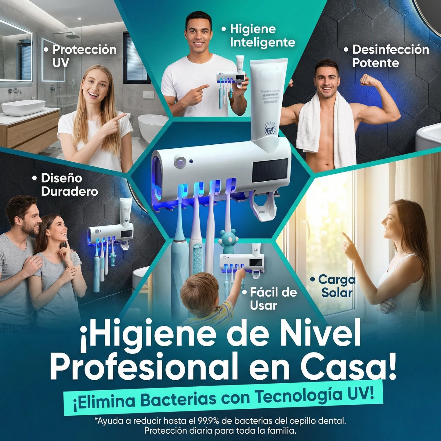 Sterident Pro™ -Dispensador y Esterilizador UV para Cepillos Dentales