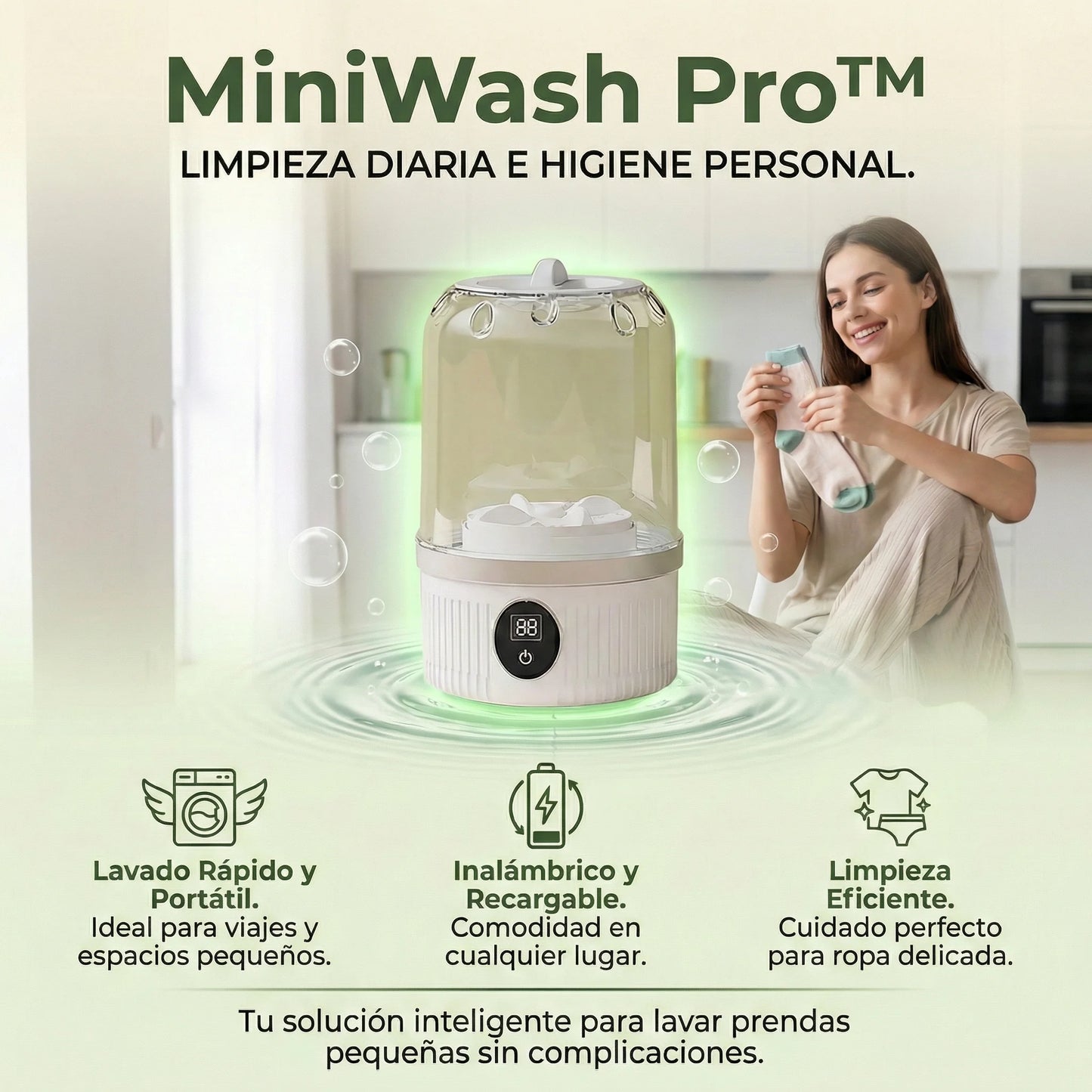 MiniWash Pro™ - Mini Lavadora Recargable Inalámbrica