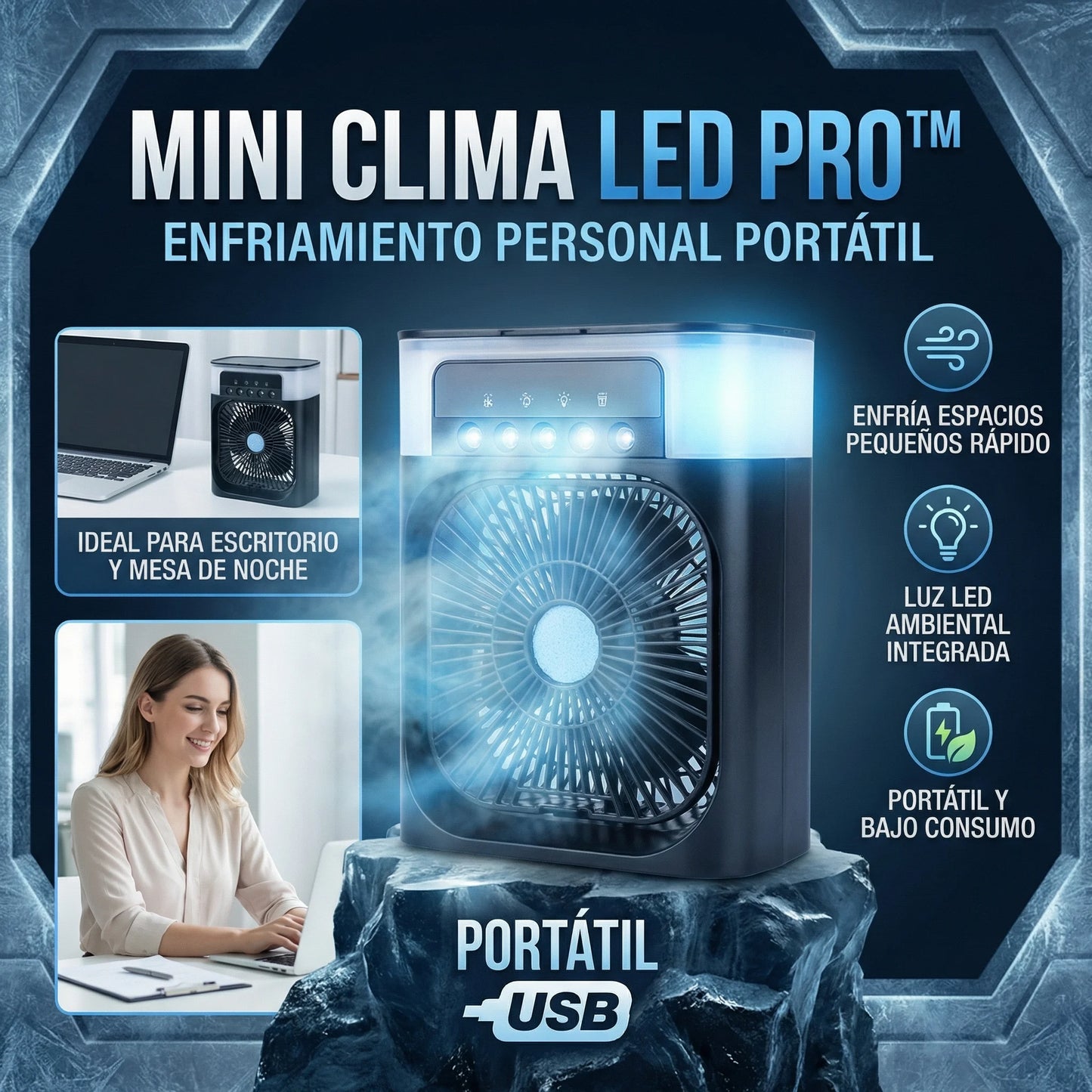 Mini Clima LED Pro™ - Mini Ventilador A/A LED